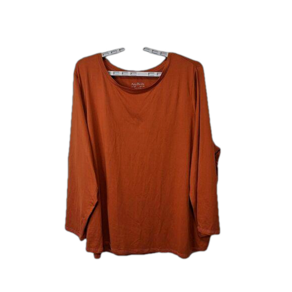 Any Body Womens Size 3XT Tall Brushed Jersey Sleep Top‎ Spice Super Soft Stretch